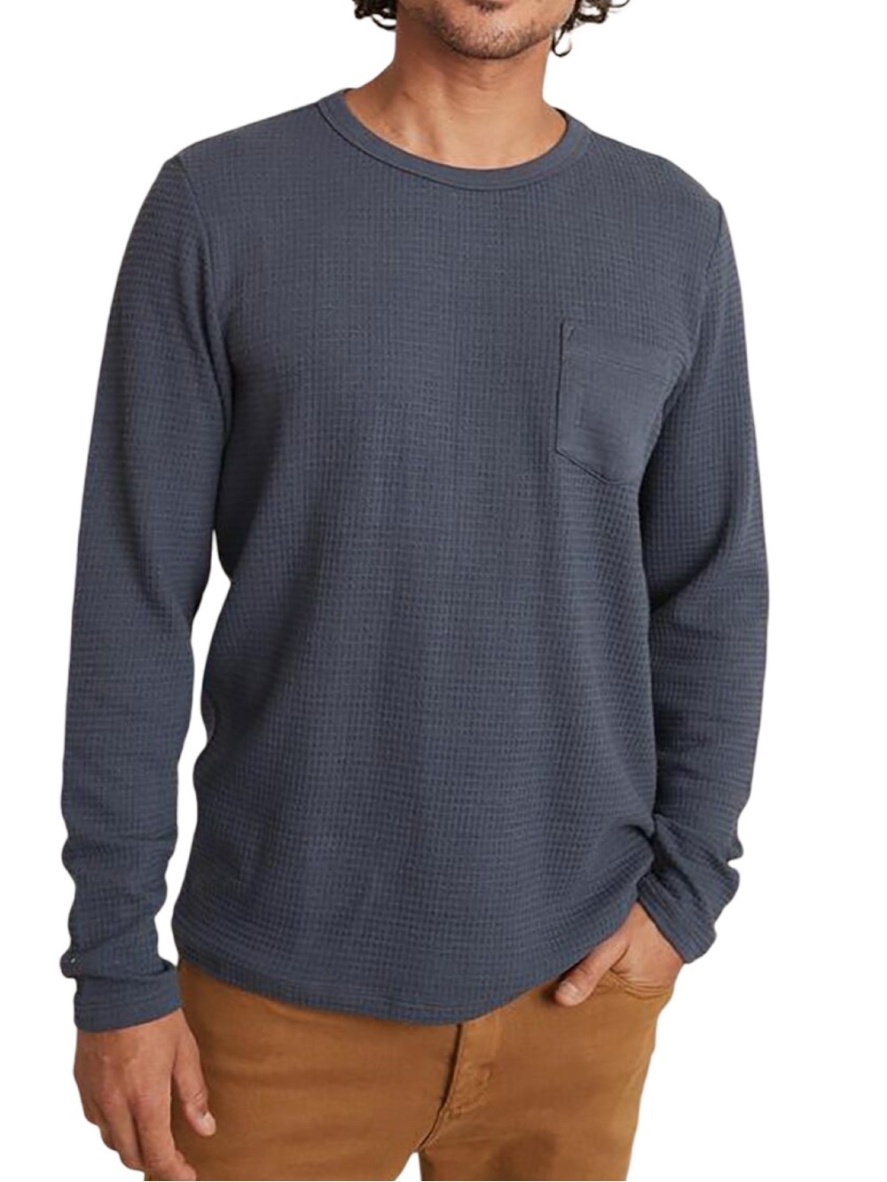 Marine Layer Thermal Long-Sleeve Crewneck Shirt Navy Blue Size Medium